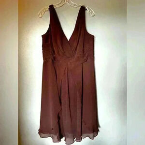 David's Bridal Formal Brown Flowing Handkerchief Style Dress Size 14, mid length